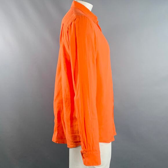 VILEBREQUIN Size XL Orange Linen One Pocket Long Sleeve Shirt - Picture 2 of 9
